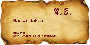 Macsa Baksa névjegykártya